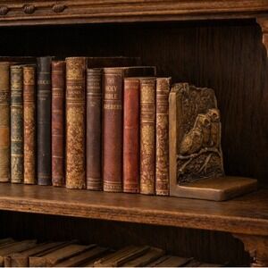 Antique Brass Art Nouveu Bookend Heavy Owls Castle 1920 Weidlich Brothers Gothic